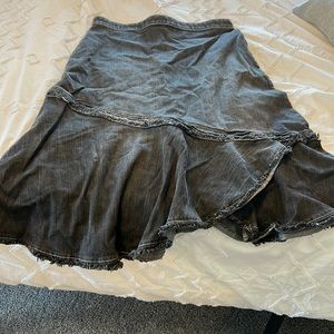 Black denim midi skirt